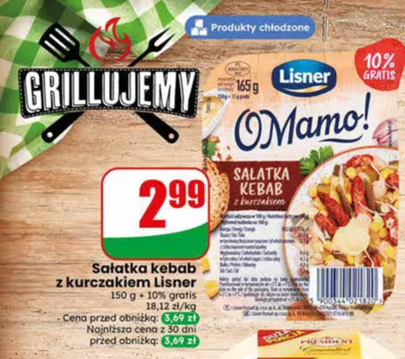 Sałatka kebab z kurczakiem Lisner O Mamo! promocja w Dino