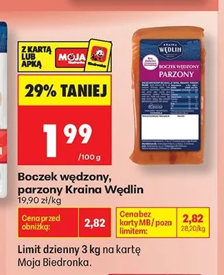 Boczek wędzony parzony Kraina Wędlin promocja w Biedronka
