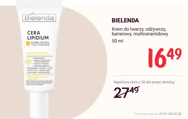 Krem do twarzy, odżywczy, barierowy, multiceramidowy  promocja w Rossmann