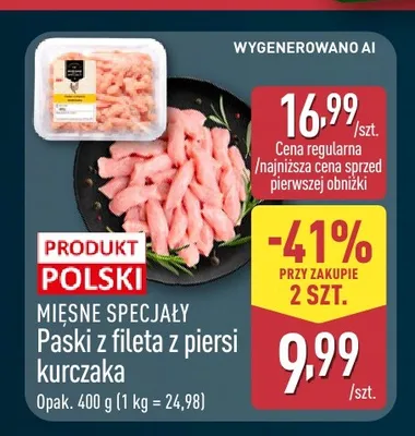 Paski z fileta z piersi kurczaka Mięsne Specjały promocja w Aldi