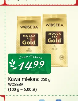 Kawa mielona Woseba Mocca Fix Gold promocja w CEZAR Delikatesy