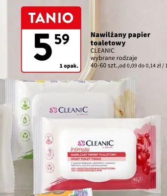 Nawilżany papier toaletowy CLEANIC promocja w Intermarche