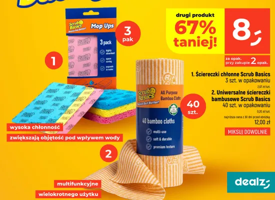 Ściereczki chłonne Scrub Basics promocja w Dealz