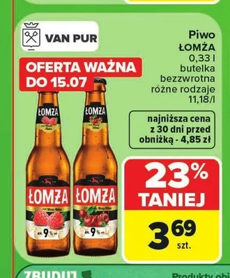 Piwo bezalkoholowe Łomża Radler Grejpfrut promocja w Carrefour