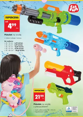 Pistolet na wodę z plecaczkiem promocja w Biedronka