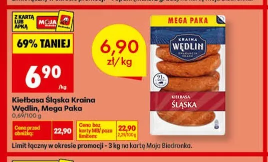 Kiełbasa Śląska Kraina Wędlin promocja w Biedronka