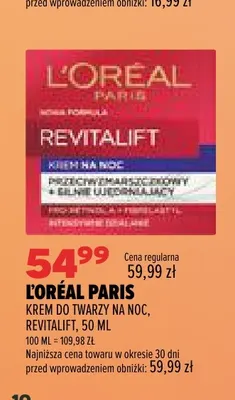 Krem do twarzy na noc Revitalift L'Oréal Paris promocja w Drogerie Natura
