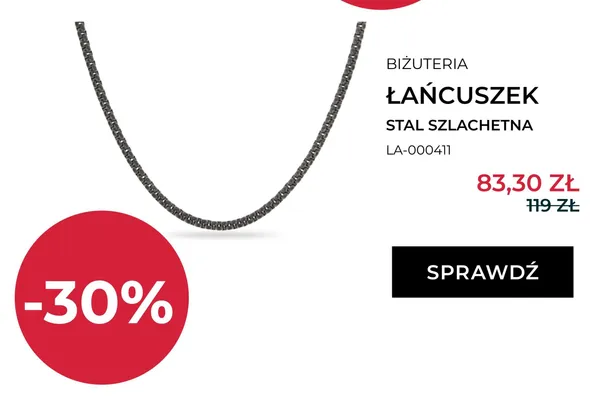 Łańcuszek Briju stal szlachetna promocja w Briju
