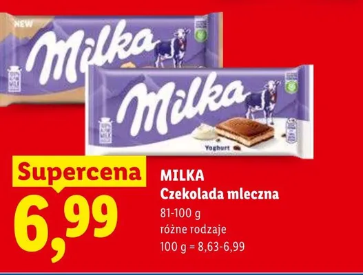 Czekolada mleczna MILKA Yoghurt promocja w Lidl