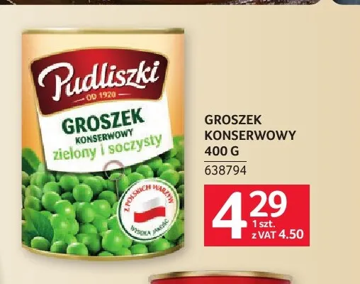 Groszek konserwowy Pudliszki promocja w Selgros