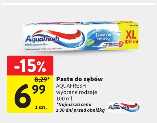 Pasta do zębów Aquafresh promocja w Intermarche