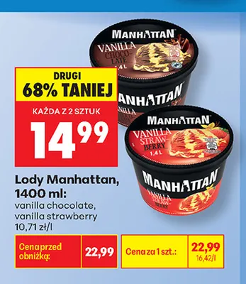 Lody Manhattan vanilla strawberry promocja w Biedronka