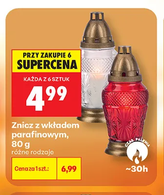 Znicz z wkładem parafinowym 80 g promocja w Biedronka