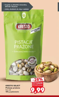 Pistacje prażone bez soli Kresto Select promocja w Kaufland
