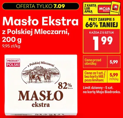 Masło ekstra z Polskiej Mleczarni promocja w Biedronka