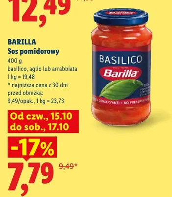 Sos pomidorowy aglio Barilla promocja w Lidl