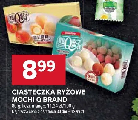 Ciasteczka ryżowe Mochi Q Brand, liczi, mango promocja w Stokrotka