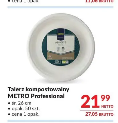 Talerze kompostowalne METRO Professional promocja w Makro