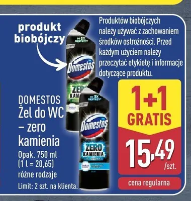 Żel do WC Domestos Zero Kamienia zielony promocja w Aldi