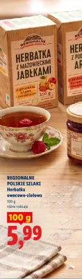 Herbatka owocowo-ziołowa Regionalne Polskie Szlaki z mazowieckimi jabłkami promocja w Lidl