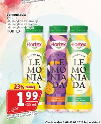 Lemoniada Hortex Lemon Sun jabłko cytryna mięta promocja w Prim Market