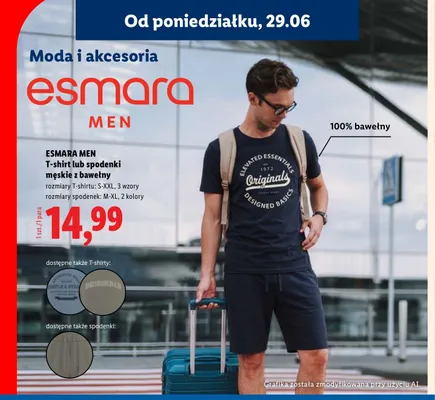 T-shirt męski z bawełny Esmara Men promocja w Lidl