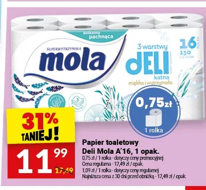 Papier toaletowy Deli Mola A'16 promocja w Twój Market