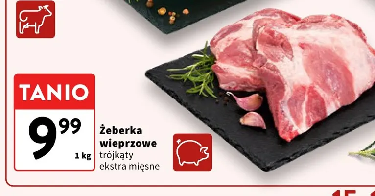 Żeberka wieprzowe trójkąty ekstra mięsne promocja w Intermarche