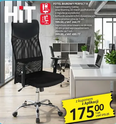 Fotel biurowy Perfect R tapicerowany siatką oraz tkaniną 3D mesh promocja w Selgros