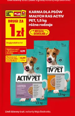 Karma dla psa Activ Pet z wołowiną promocja w Biedronka