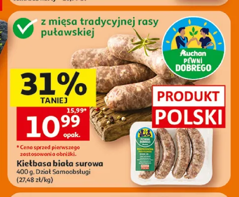 Kiełbasa biała surowa Auchan Pewni Dobrego promocja w Auchan