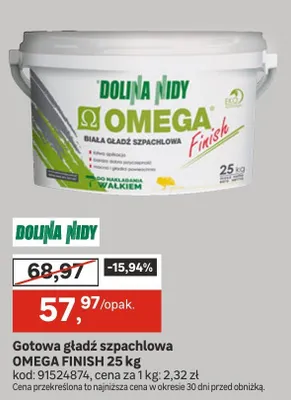 Gotowa gładź szpachlowa Omega Finish 25kg promocja w Leroy Merlin