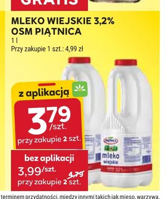 Mleko wiejskie OSM Piątnica 3,2% promocja w Stokrotka