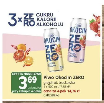 Piwo bezalkoholowe Okocim Zero truskawka promocja w Marketvita
