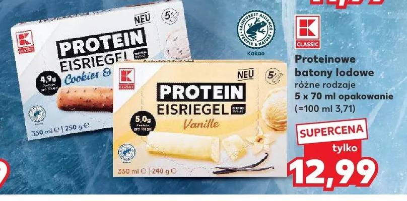 Proteinowe batony lodowe Vanille K-Classic promocja w Kaufland