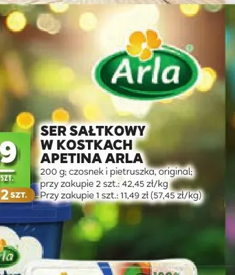 Ser sałatkowy w kostkach czosnek i pietruszka Apetina Arla promocja w Stokrotka