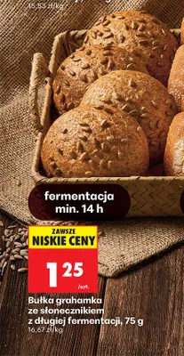 Bułka grahamka ze słonecznikiem z długiej fermentacji promocja w Biedronka