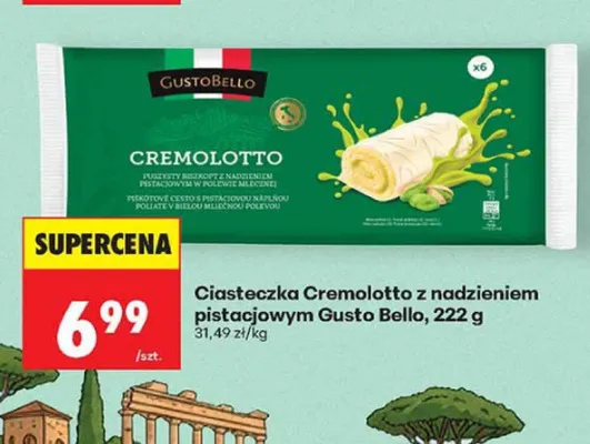 Ciasteczka Cremolotto z nadzieniem pistacjowym Gusto Bello promocja w Biedronka