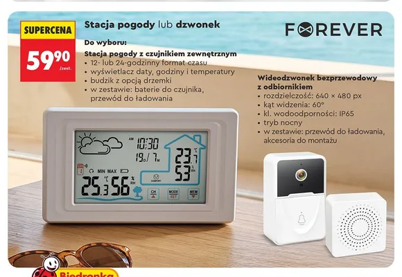 Stacja pogody z czujnikiem zewnętrznym Forever promocja w Biedronka