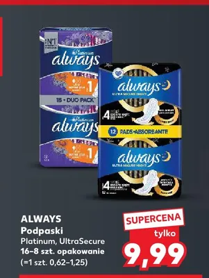 Podpaski Platinum Always promocja w Kaufland