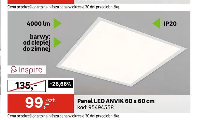 Panel LED Anvik 60x60 cm promocja w Leroy Merlin