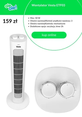 Wentylator kolumnowy Vesta ETF03 promocja w OleOle!