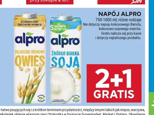 Napój owsiany Alpro promocja w Stokrotka