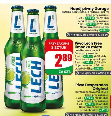 Piwo bezalkoholowe Lech limonka mięta promocja w Dino