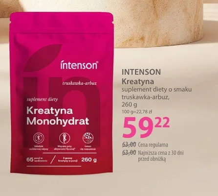 Suplement diety Kreatyna Monohydrat o smaku truskawka-arbuz Intenson promocja w Hebe