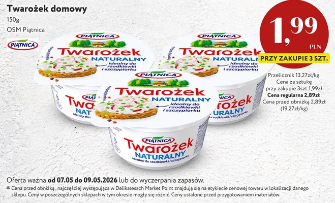 Twarożek naturalny Piątnica domowy promocja w Market Point