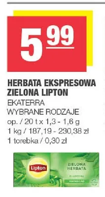 Herbata ekspresowa zielona Lipton promocja w SPAR