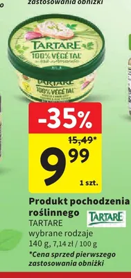 Produkt pochodzenia roślinnego Tartare promocja w Intermarche