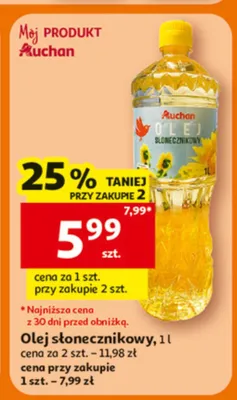Olej słonecznikowy Auchan promocja w Auchan