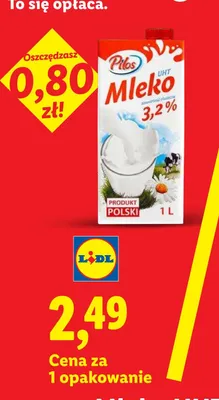 Mleko UHT 3,2% Pilos promocja w Lidl